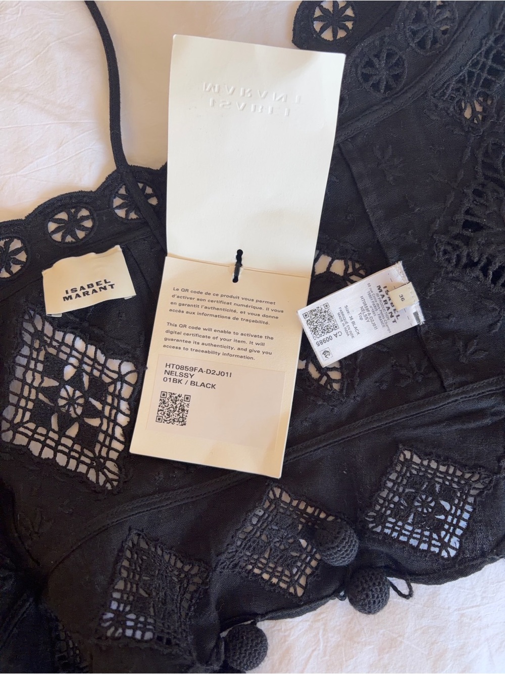 Isabel Marant Black Nelssy, Sz Small Fr 36, Camisole Top NWT Original $860 - Picture 5 of 6